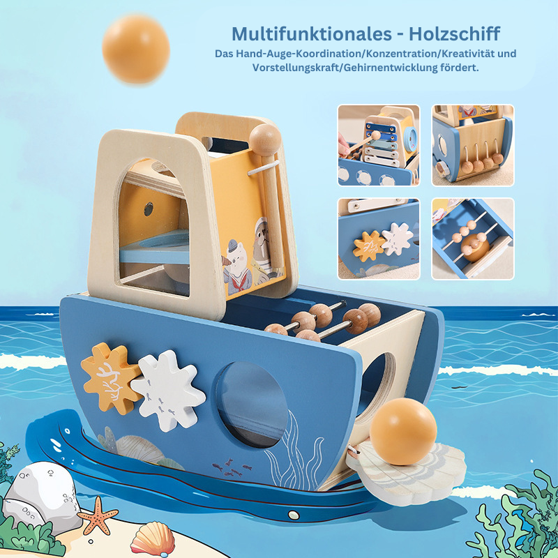 Montessori - Holzschiff 5-in-1 Spielzeugset
