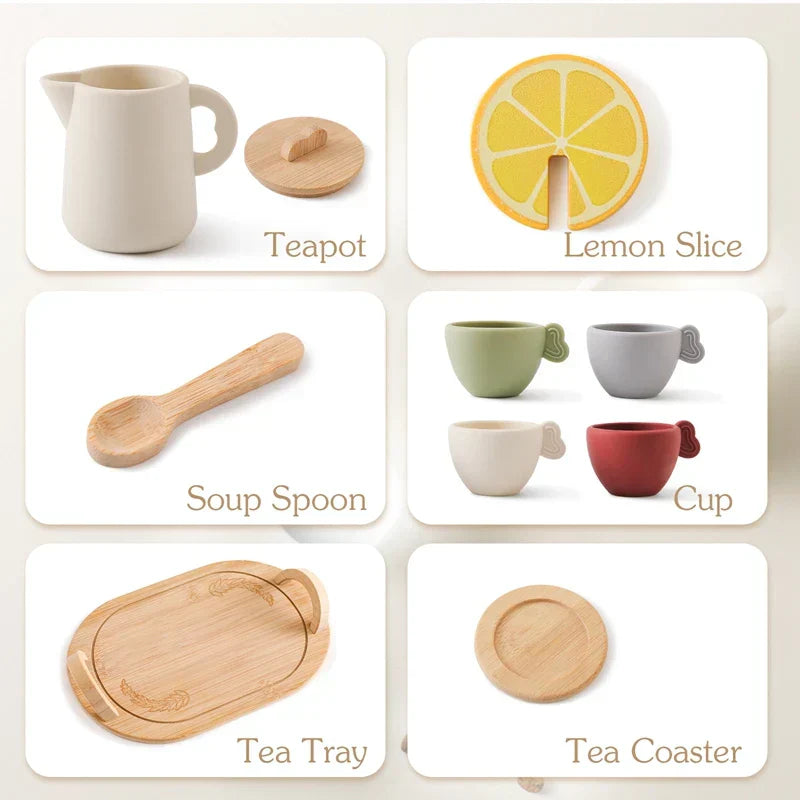 TeeZeit Freunde – Holz- & Silikon-Teeset
