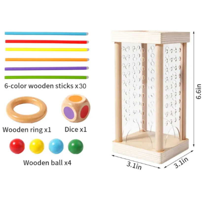 BrainDrop Trio – 3in1 Holz-Geschicklichkeitsspiel für Kinder