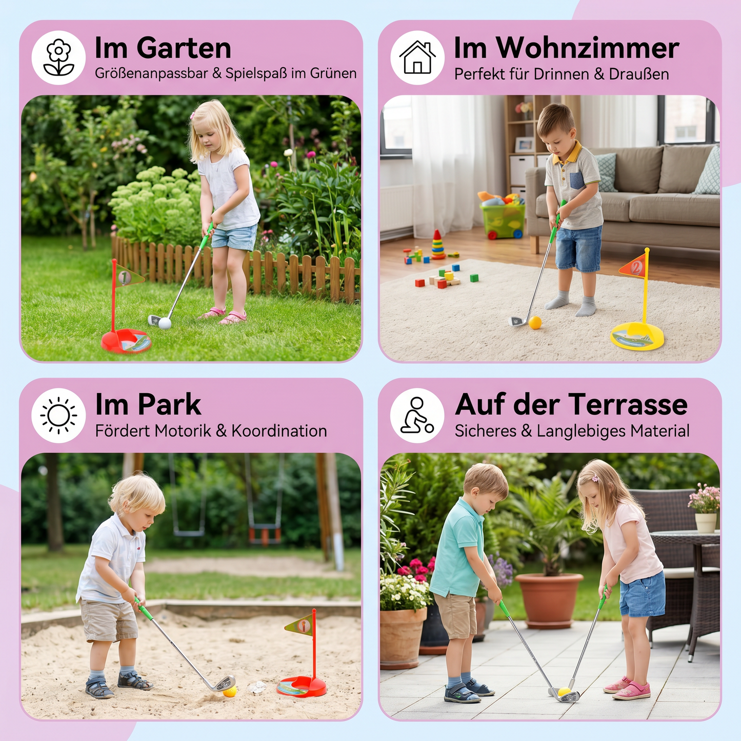 GreenSwing Kids – Kinder Golfspiel-Set mit verstellbaren Schlägern