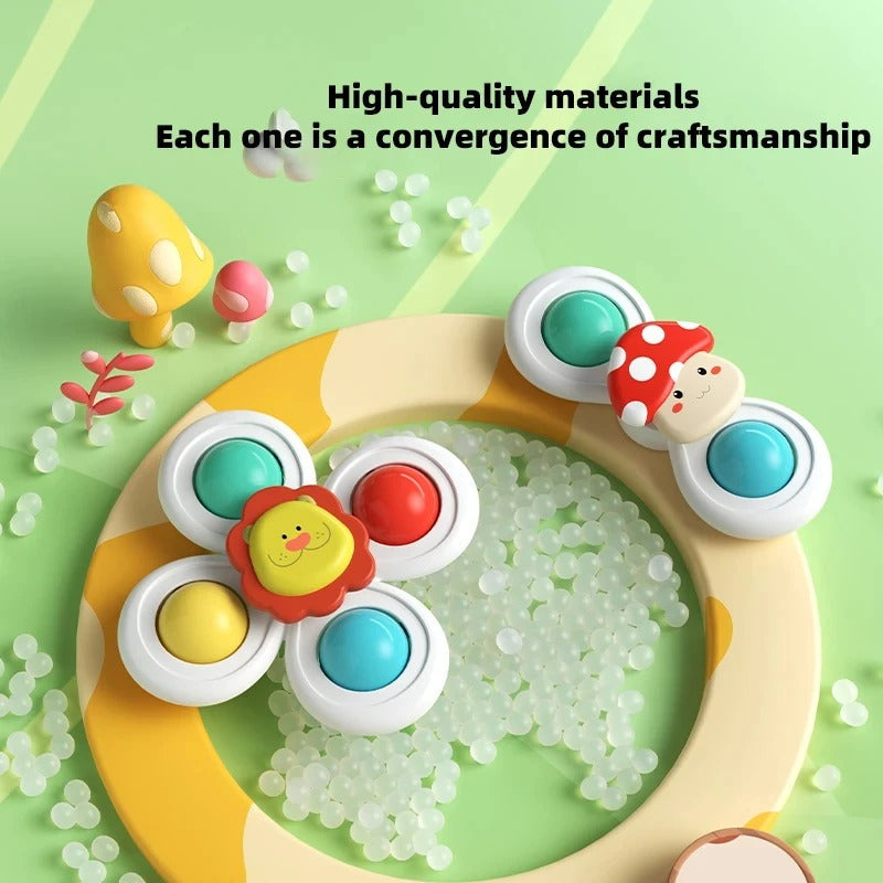 SpinnyPals – Saugnapf-Drehspielzeug Set für Babys (3er Set)