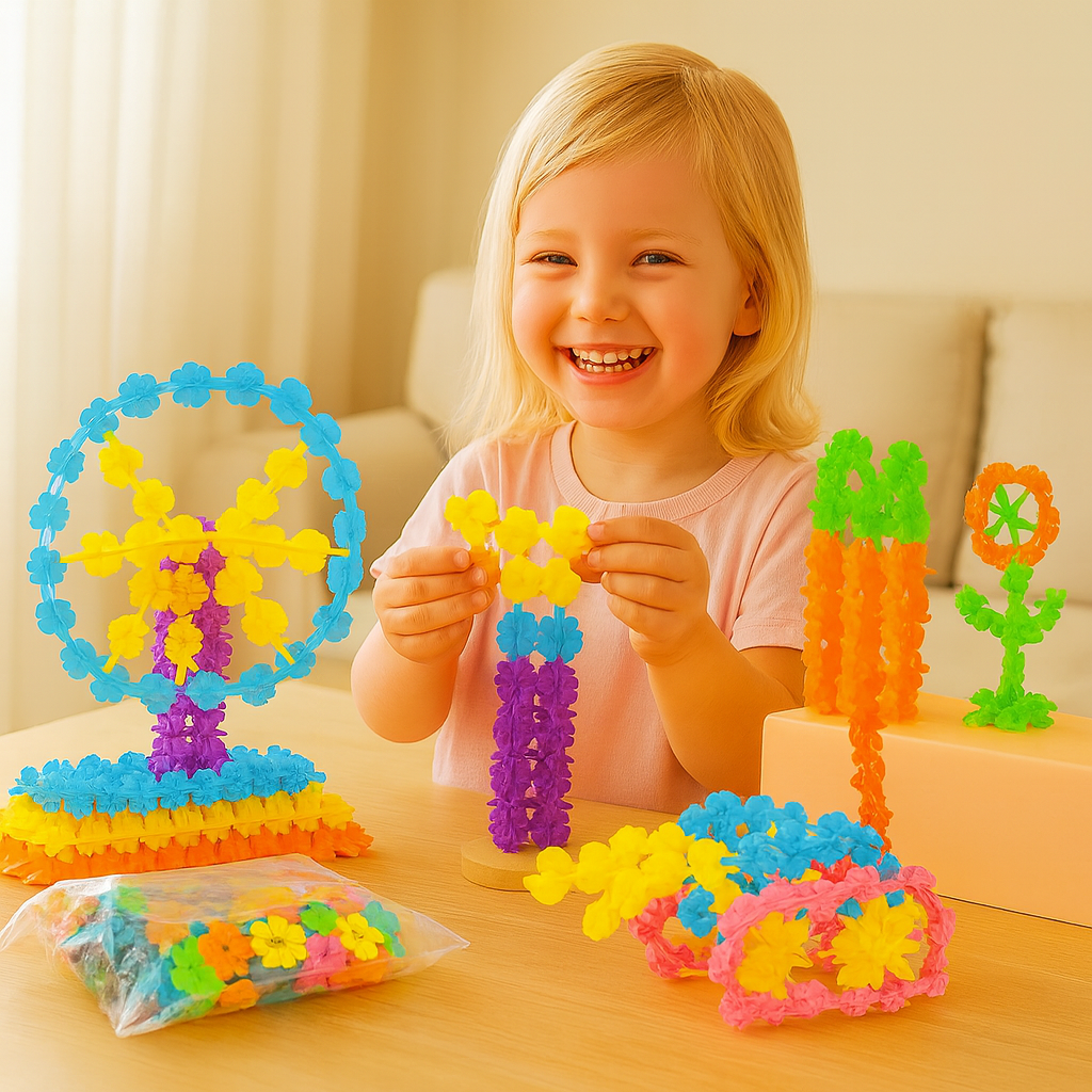 Kreativ-Bausteine in Flockenform – Montessori Lernspielzeug