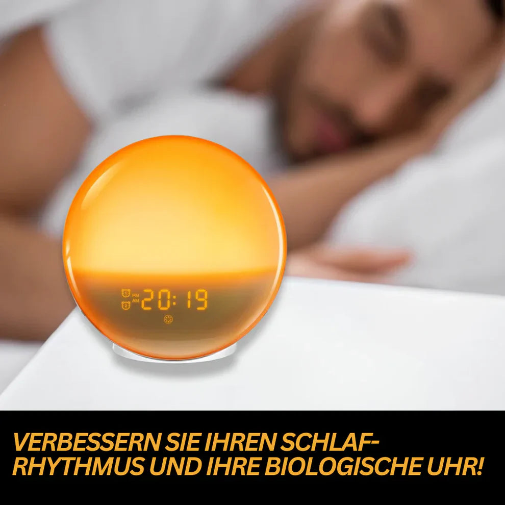 Sanfter Lichtwecker für Schlafzimmer mit Sonnenaufgangs-Simulation, App-Steuerung, Radio & USB