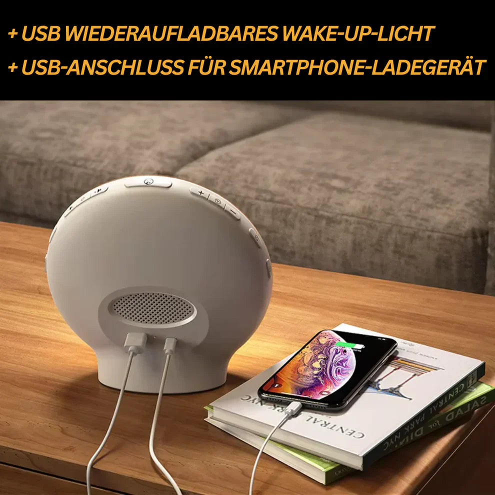 Sanfter Lichtwecker für Schlafzimmer mit Sonnenaufgangs-Simulation, App-Steuerung, Radio & USB