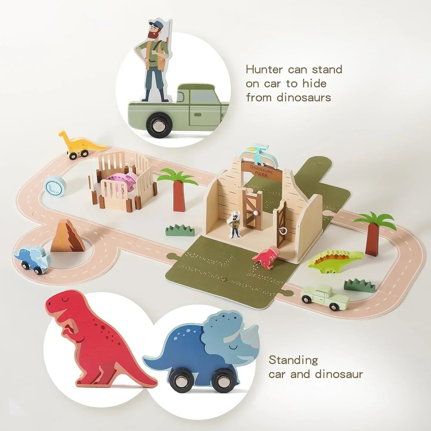 DinoWorld Abenteuerpark – Prähistorisches Holz-Spielset