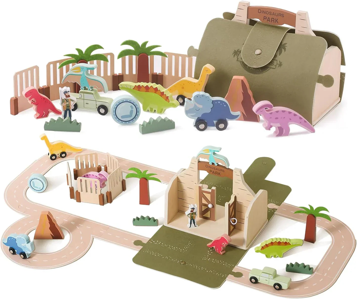 DinoWorld Abenteuerpark – Prähistorisches Holz-Spielset