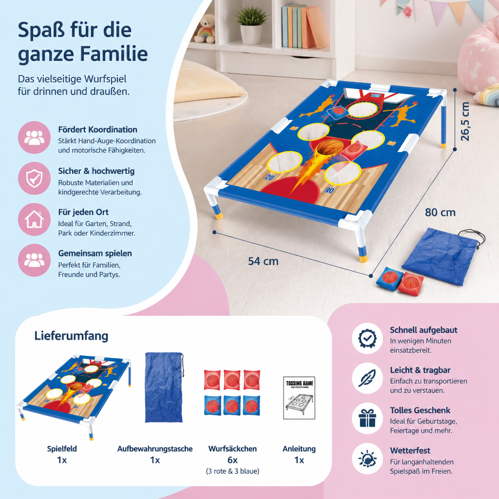 TossFun Family – Sandsack Wurfspiel Set für drinnen & draußen