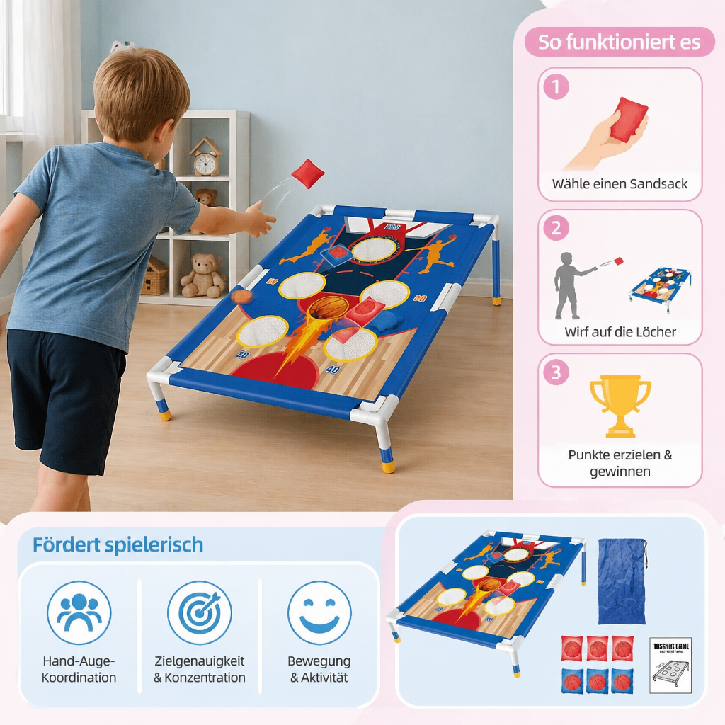 TossFun Family – Sandsack Wurfspiel Set für drinnen & draußen