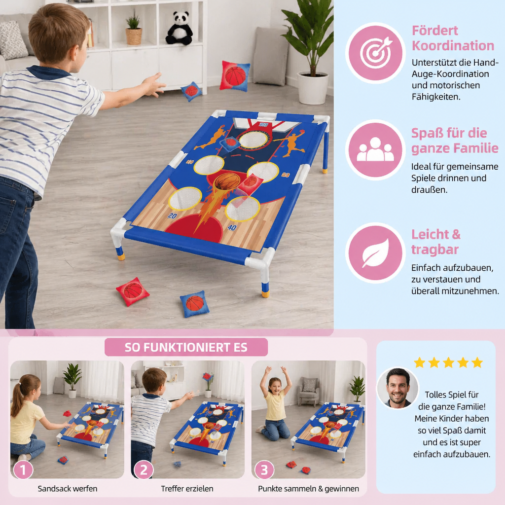 TossFun Family – Sandsack Wurfspiel Set für drinnen & draußen