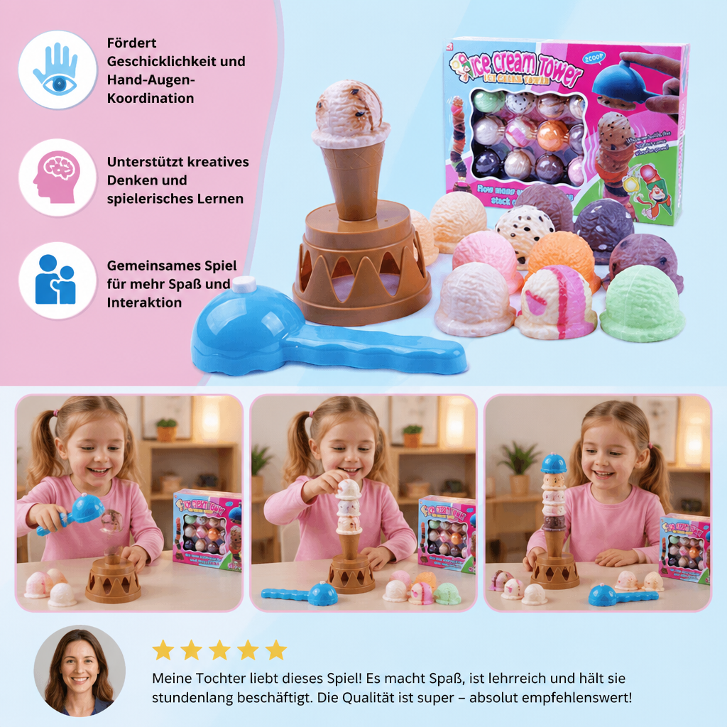 StackyScoops – Kreatives Eiscreme-Stapelspiel für Kinder