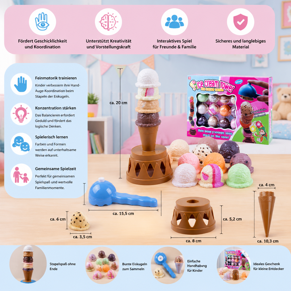 StackyScoops – Kreatives Eiscreme-Stapelspiel für Kinder