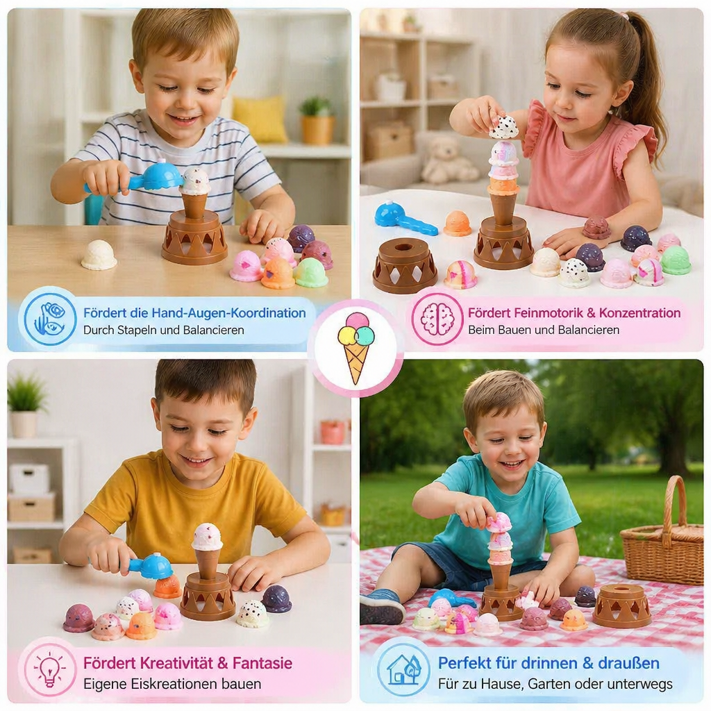 StackyScoops – Kreatives Eiscreme-Stapelspiel für Kinder