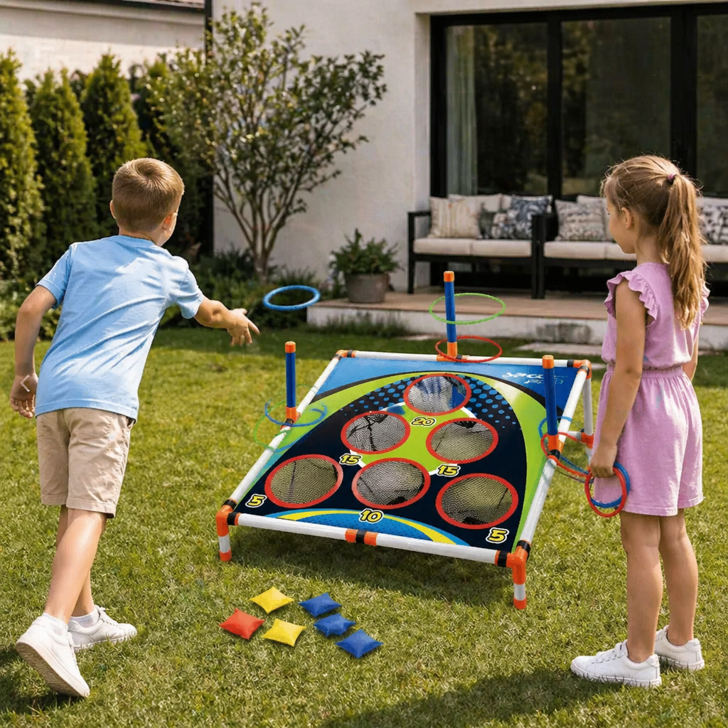 FunToss 2in1 – Cornhole & Ringe Wurfspiel Set