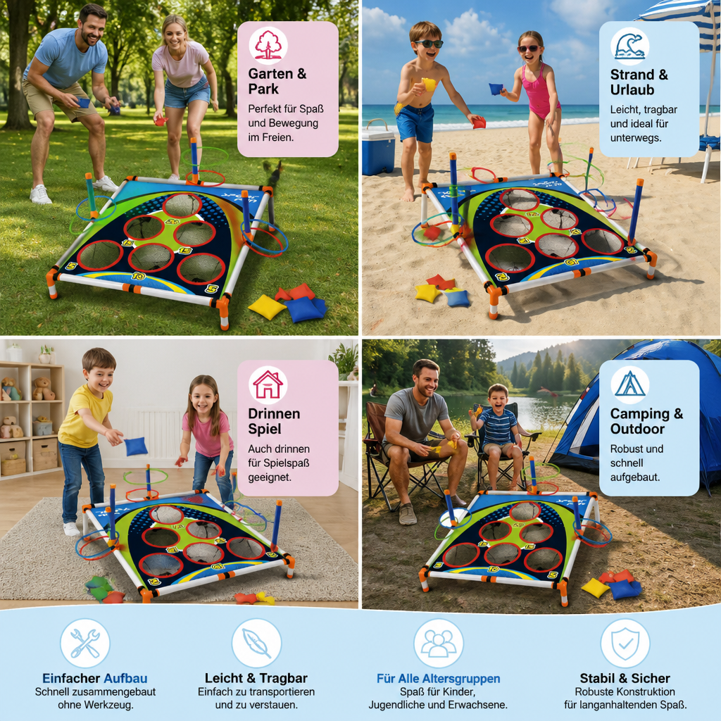 FunToss 2in1 – Cornhole & Ringe Wurfspiel Set
