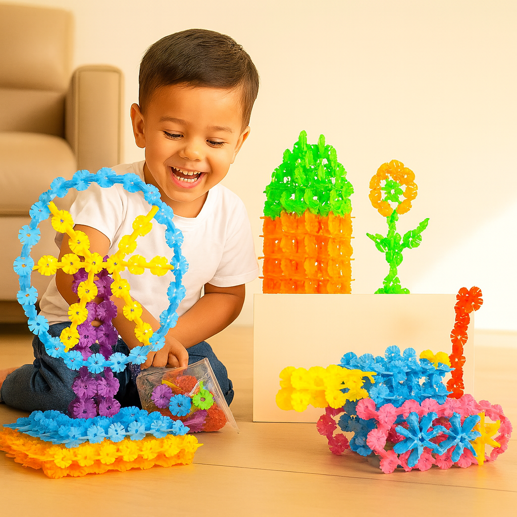 Kreativ-Bausteine in Flockenform – Montessori Lernspielzeug