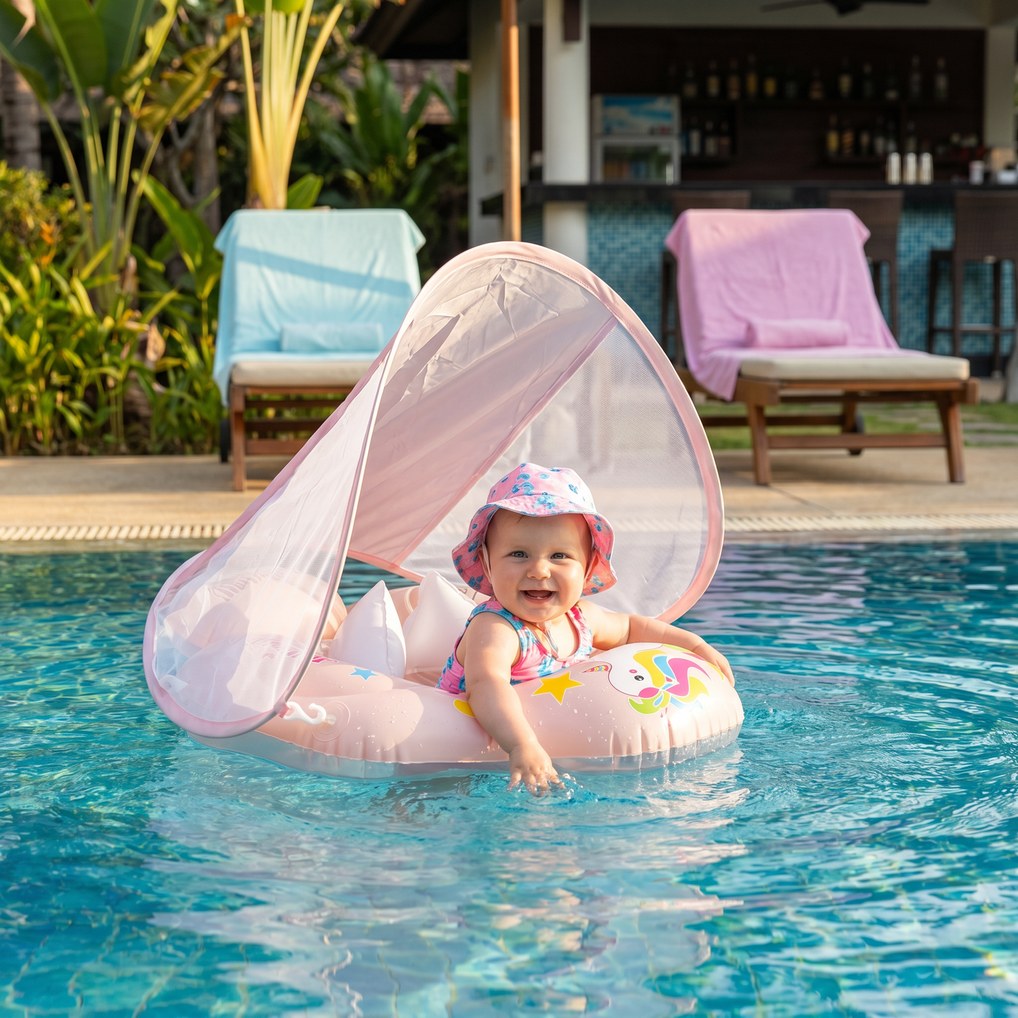 SunnyFloat Baby – Aufblasbarer Schwimmring mit Sonnendach