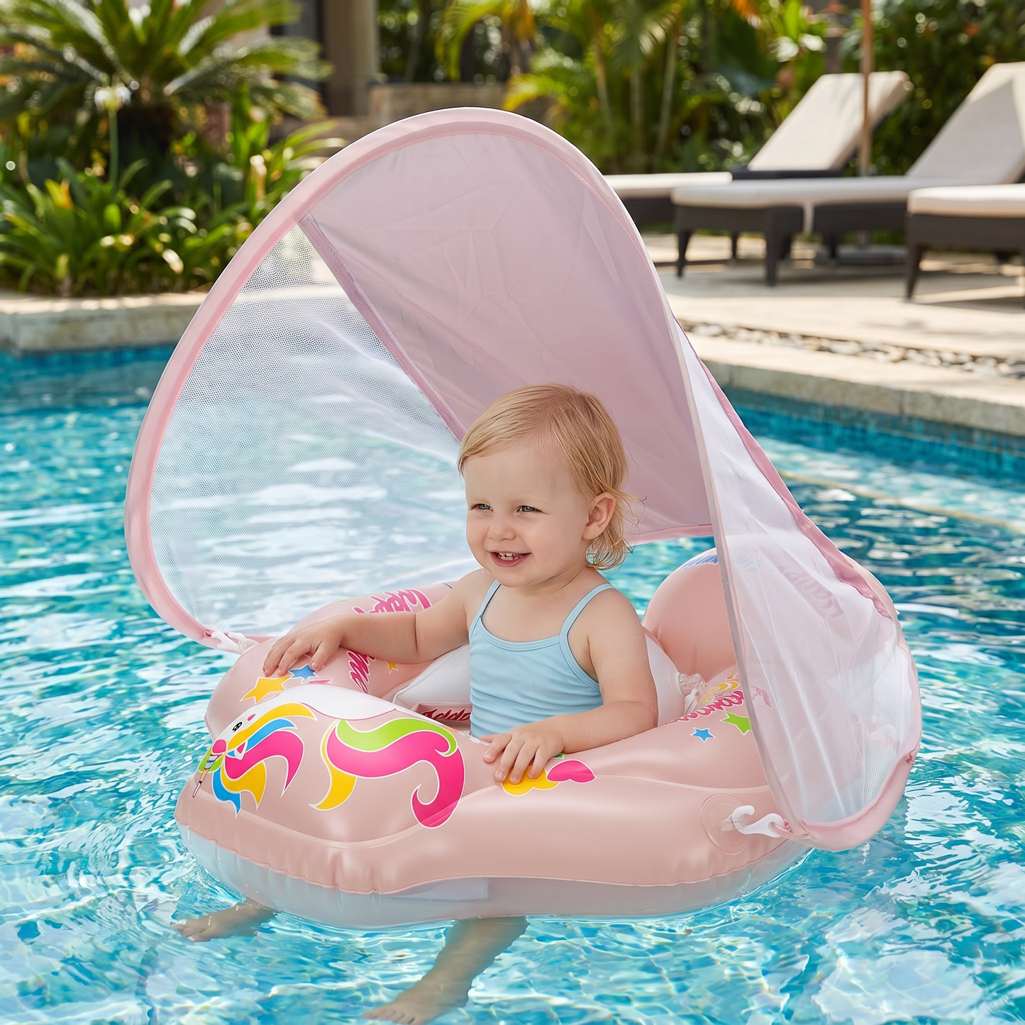 SunnyFloat Baby – Aufblasbarer Schwimmring mit Sonnendach