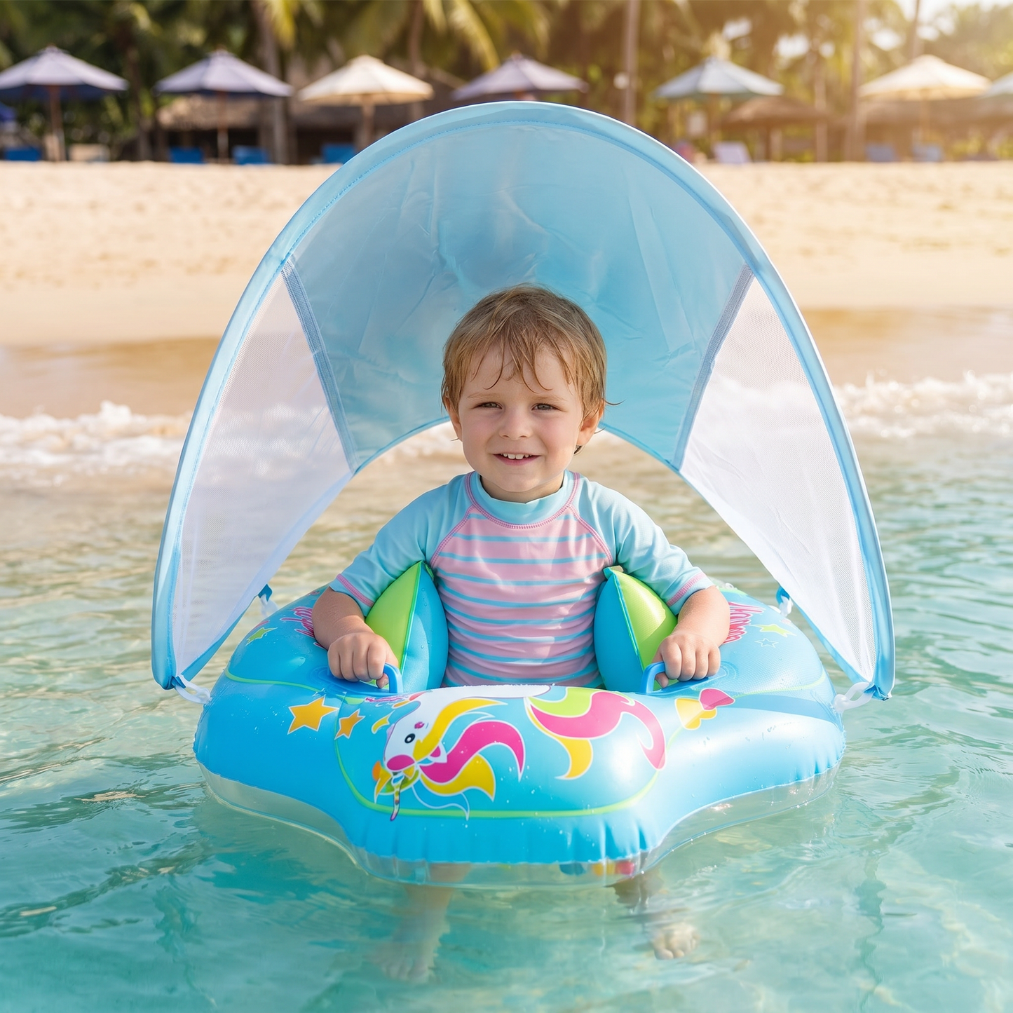 SunnyFloat Baby – Aufblasbarer Schwimmring mit Sonnendach