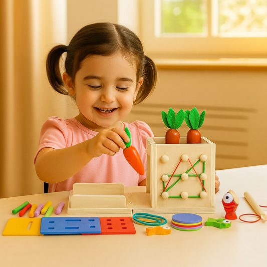 Cubello – Der 6-in-1 Montessori Holzlernwürfel