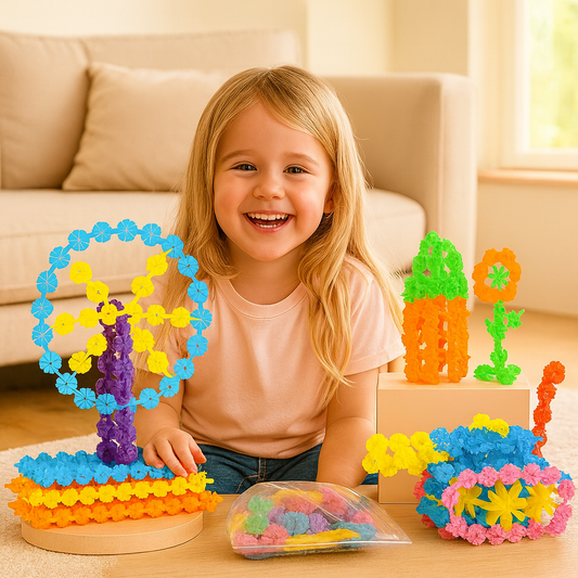 Kreativ-Bausteine in Flockenform – Montessori Lernspielzeug