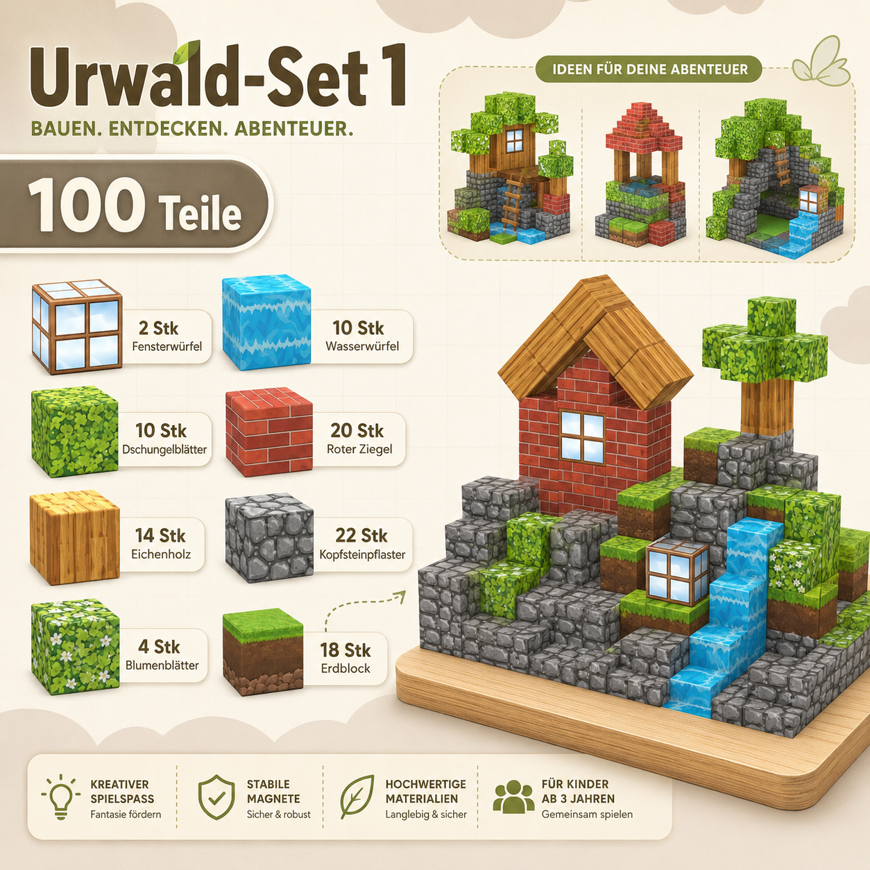 MagniCube Kreativwürfel – Magnetisches Baustein-Set für Kinder