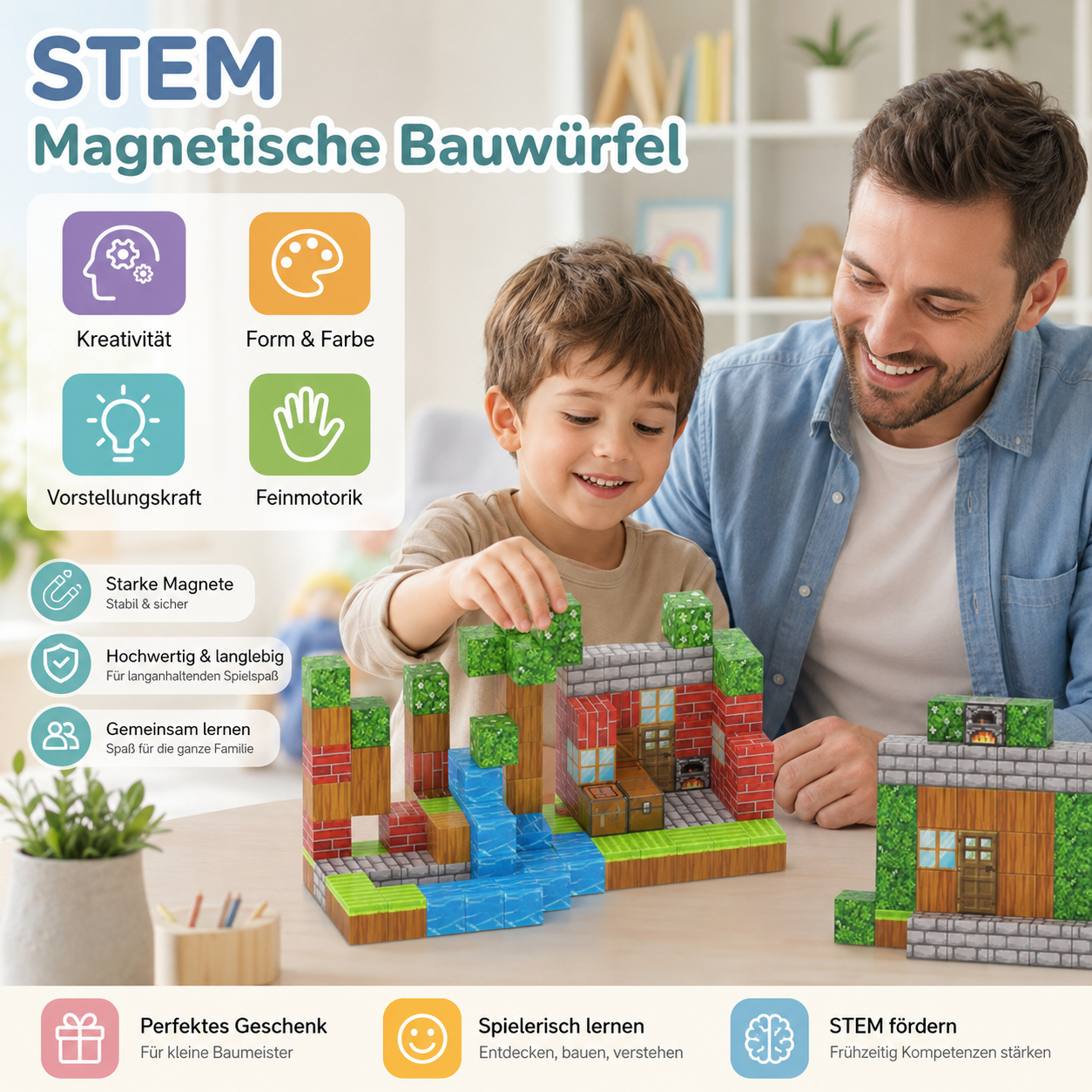 MagniCube Kreativwürfel – Magnetisches Baustein-Set für Kinder
