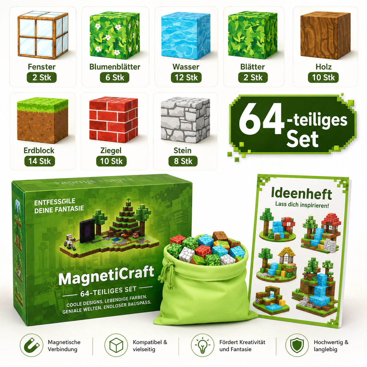 MagniCube Kreativwürfel – Magnetisches Baustein-Set für Kinder