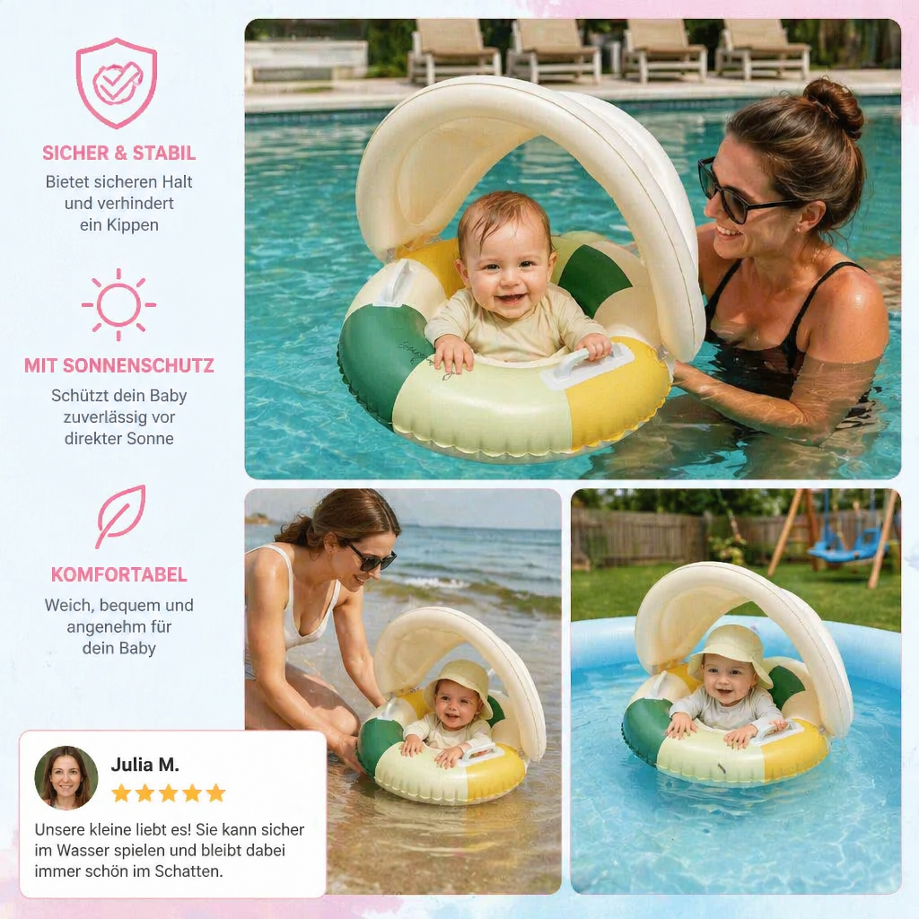 RetroFloat Baby – Schwimmring mit Sonnendach im Vintage-Design