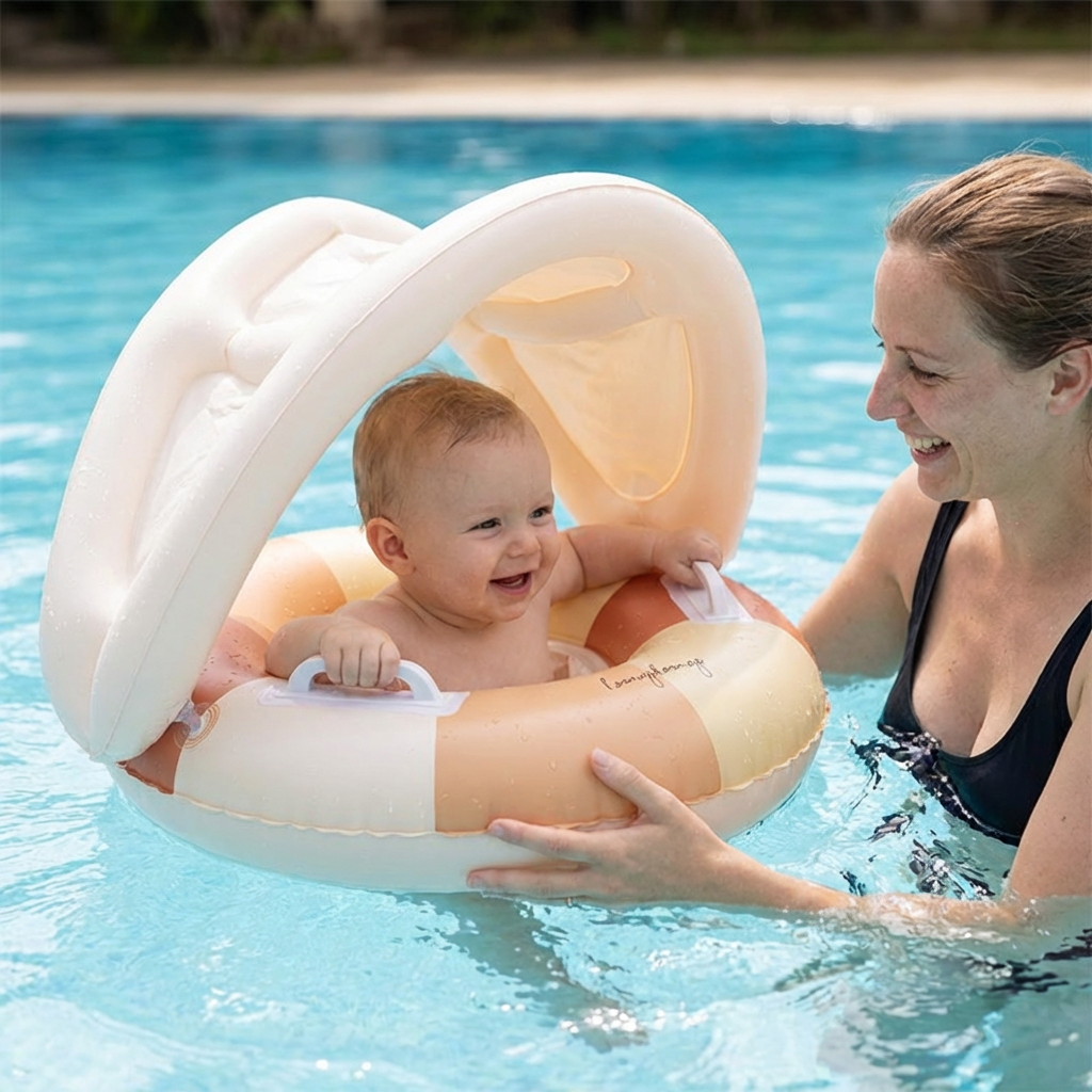 RetroFloat Baby – Schwimmring mit Sonnendach im Vintage-Design