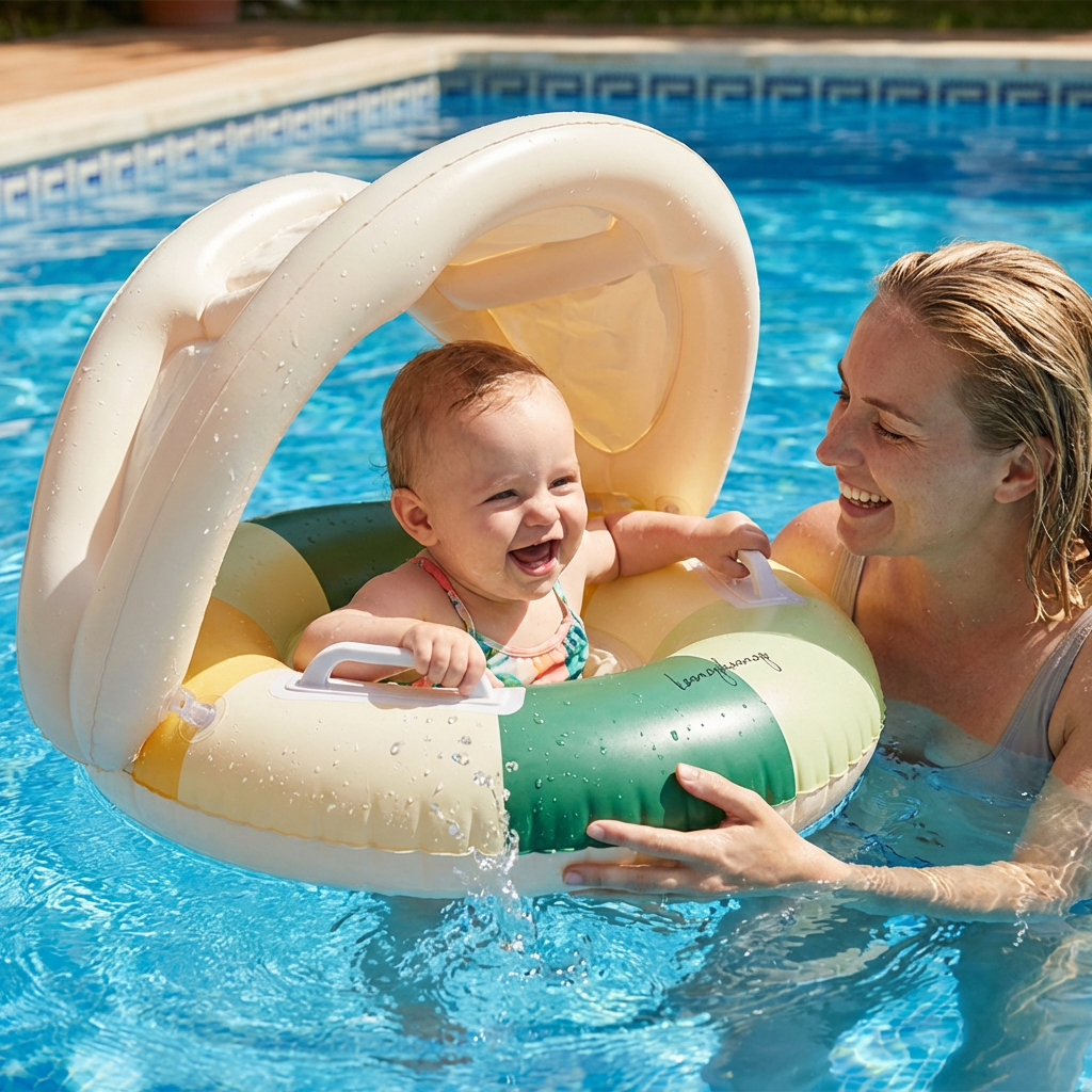 RetroFloat Baby – Schwimmring mit Sonnendach im Vintage-Design