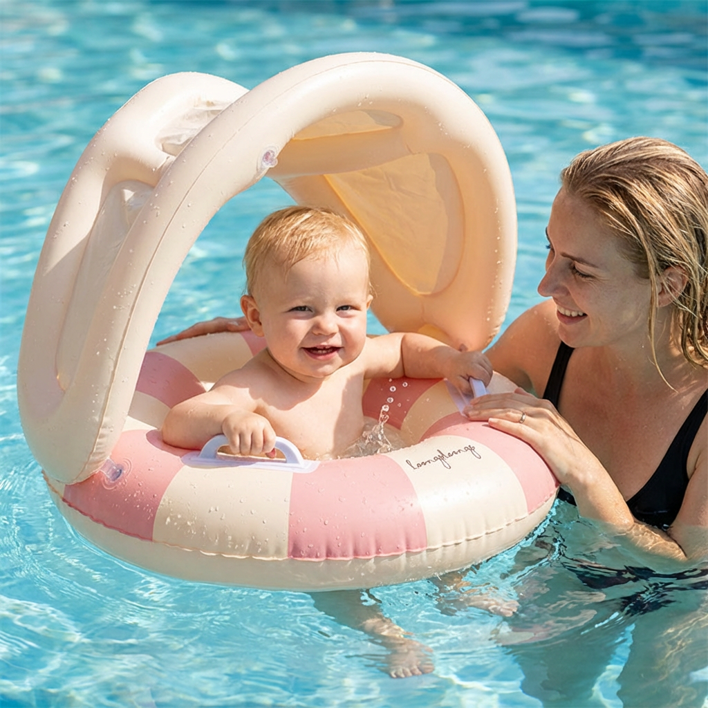 RetroFloat Baby – Schwimmring mit Sonnendach im Vintage-Design