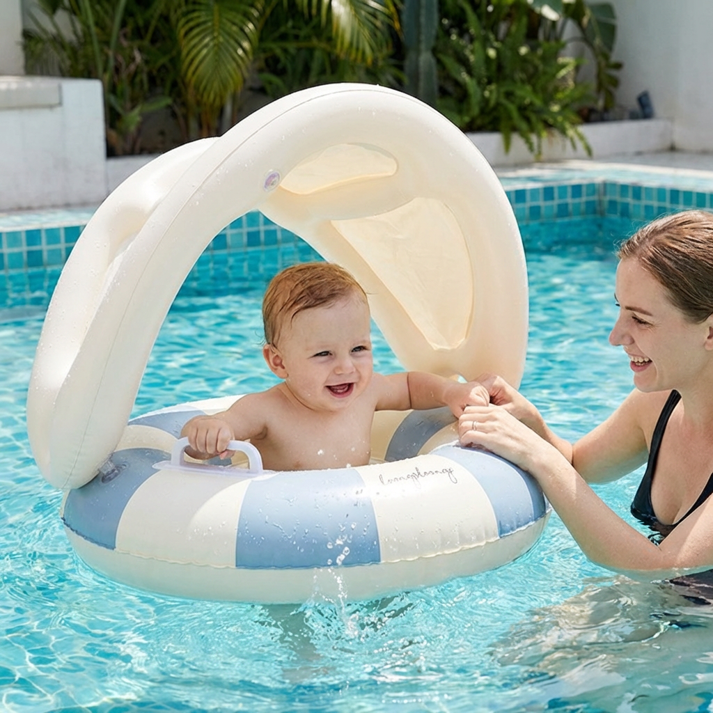 RetroFloat Baby – Schwimmring mit Sonnendach im Vintage-Design
