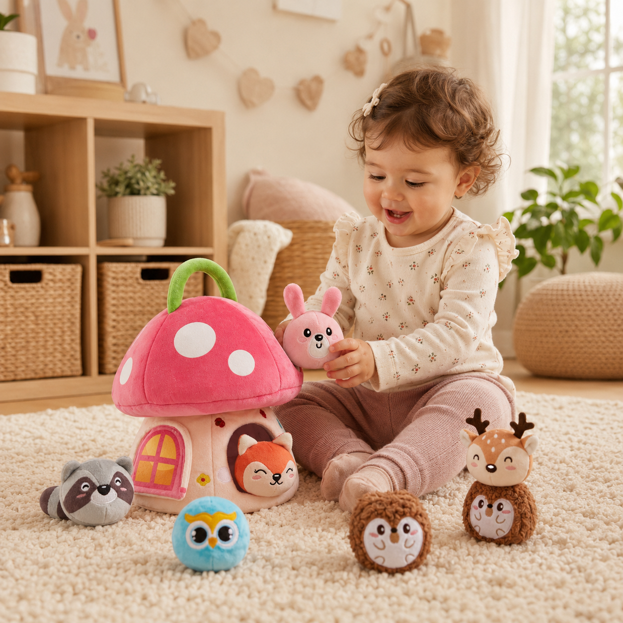 MushroomFriends – Kuscheliges Pilzhaus mit Dschungeltieren