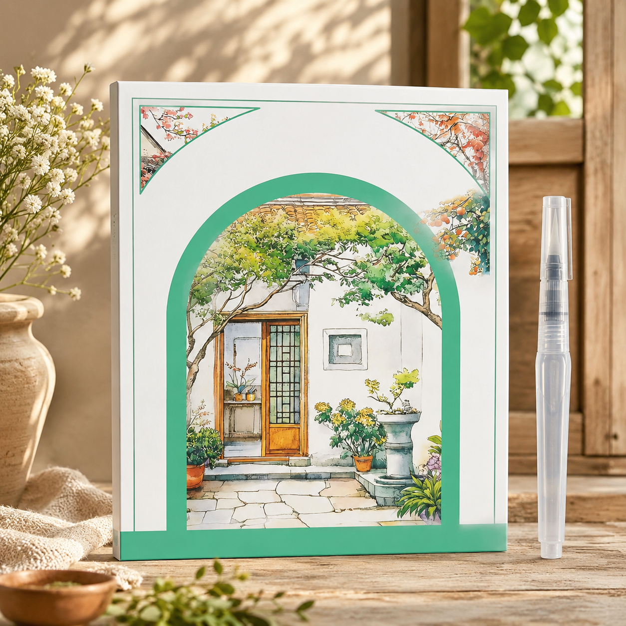 AquaArt Kreativbuch – Aquarell Malset mit Wasserpinsel