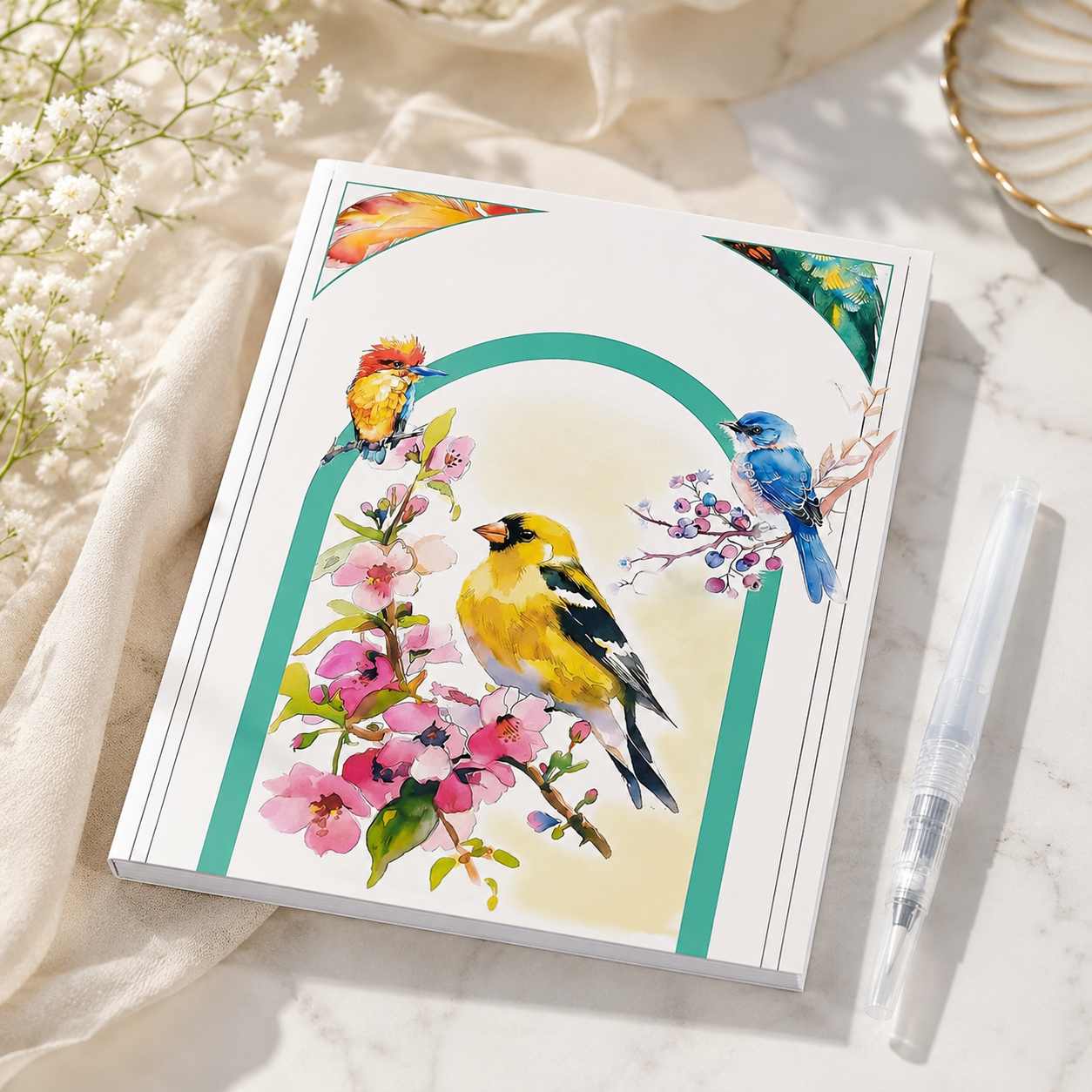 AquaArt Kreativbuch – Aquarell Malset mit Wasserpinsel