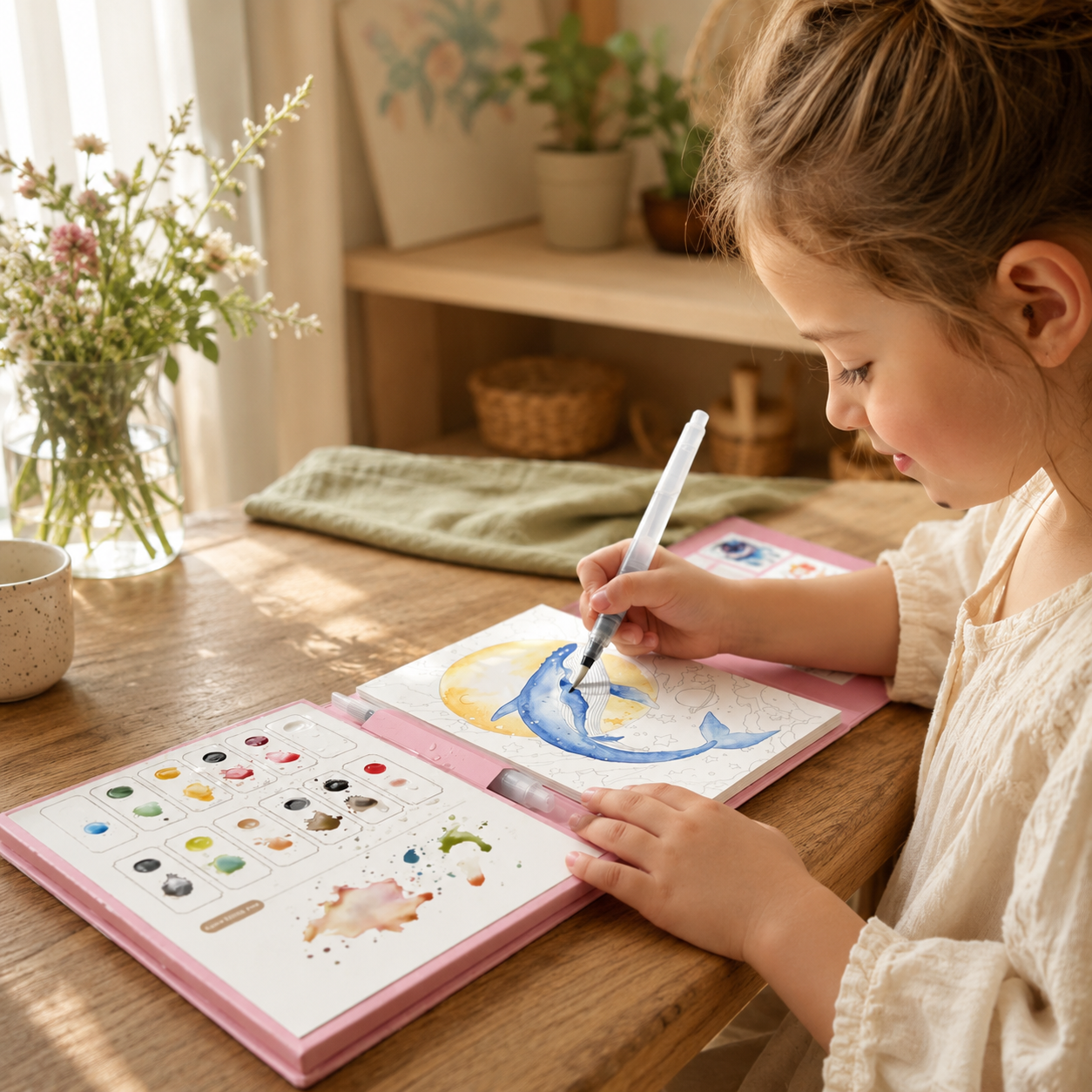 AquaArt Kreativbuch – Aquarell Malset mit Wasserpinsel