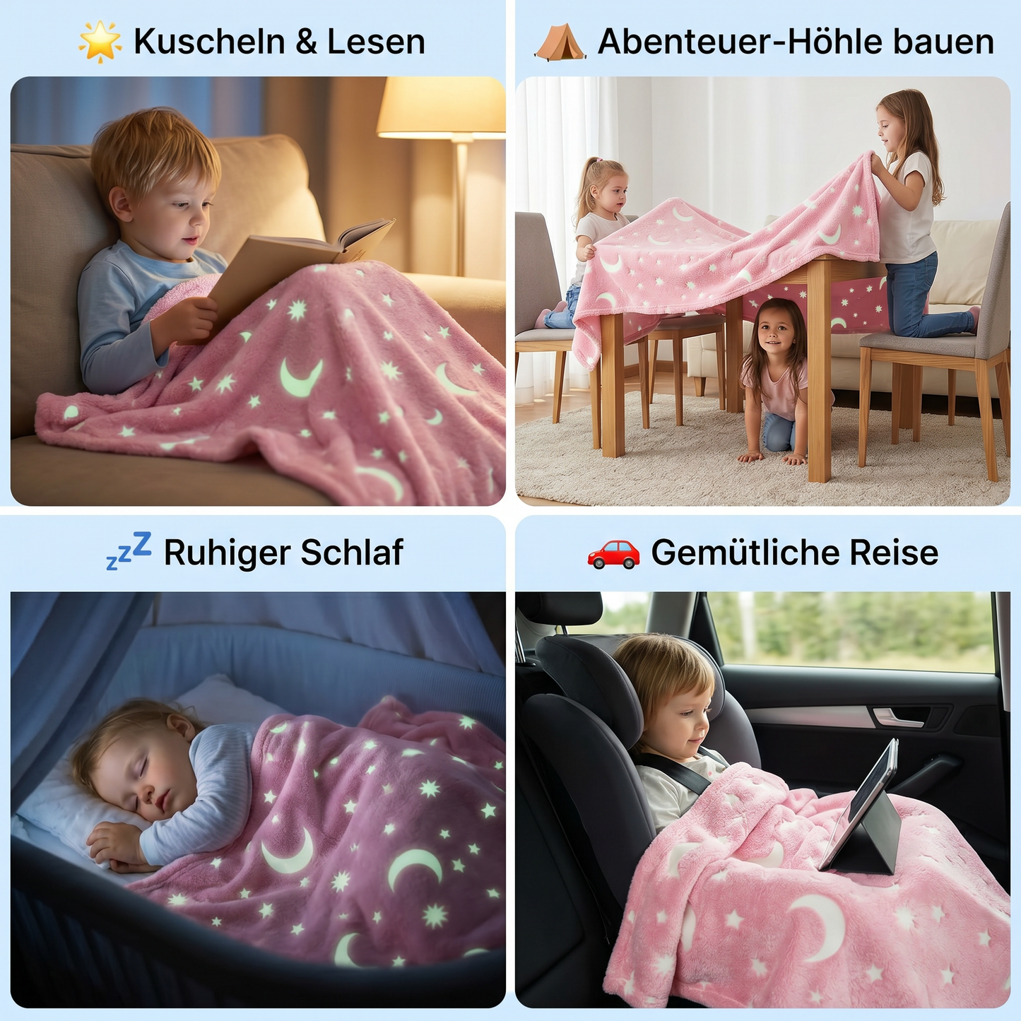 StarDream Kuscheldecke – Leuchtende Sternendecke für magische Nächte