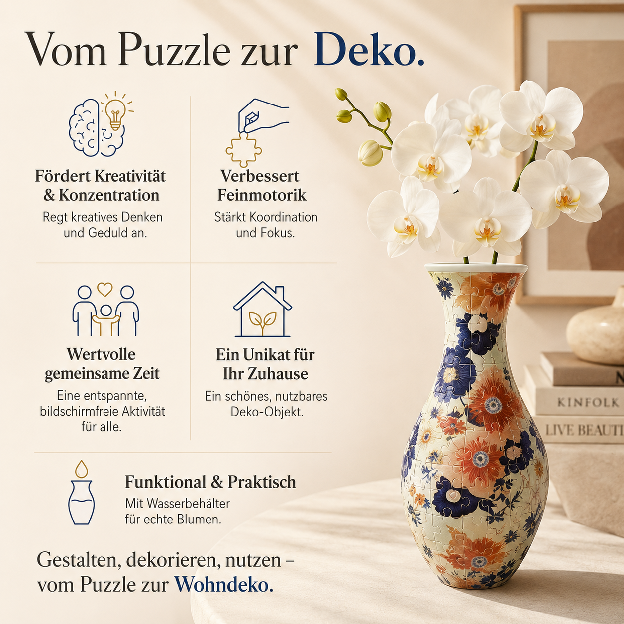 BloomPuzzle Vase – DIY 3D Puzzle-Blumenvase