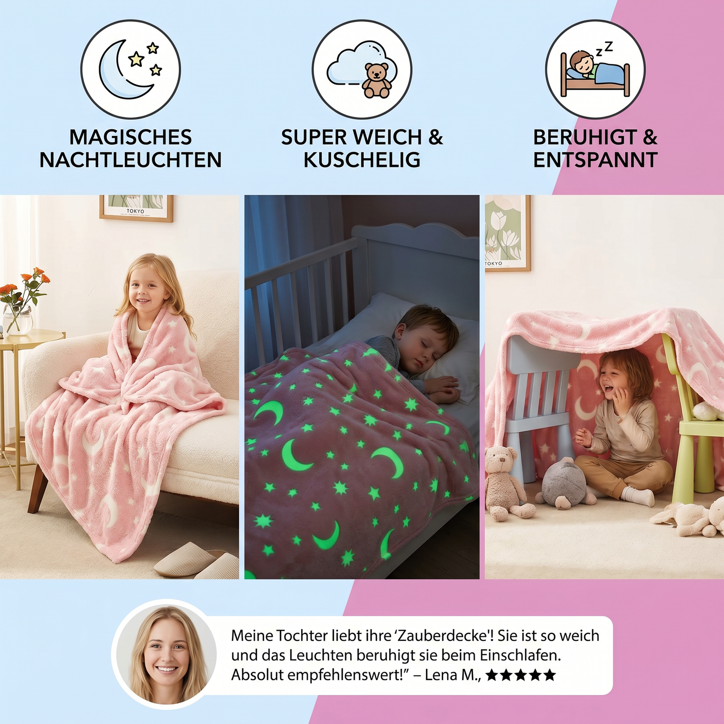 StarDream Kuscheldecke – Leuchtende Sternendecke für magische Nächte