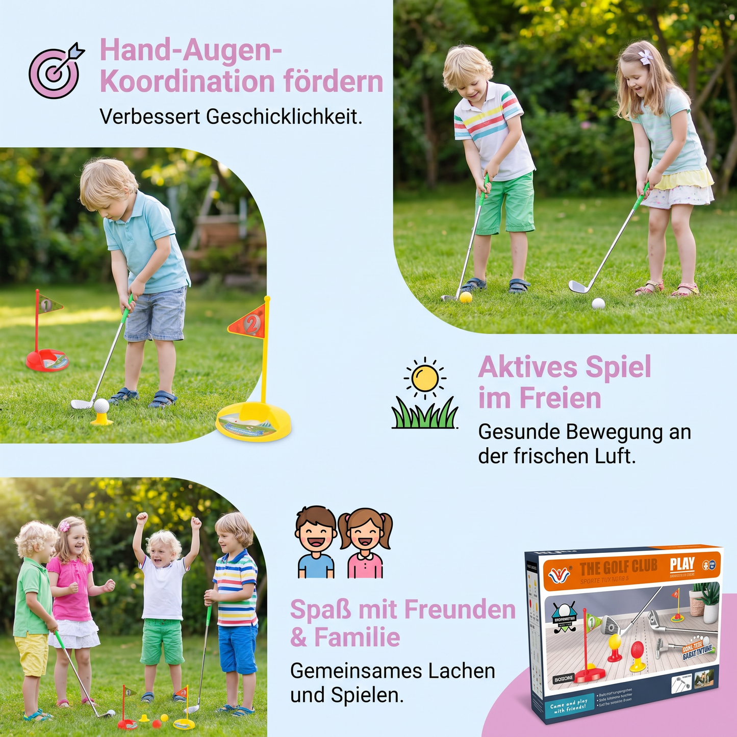 GreenSwing Kids – Kinder Golfspiel-Set mit verstellbaren Schlägern