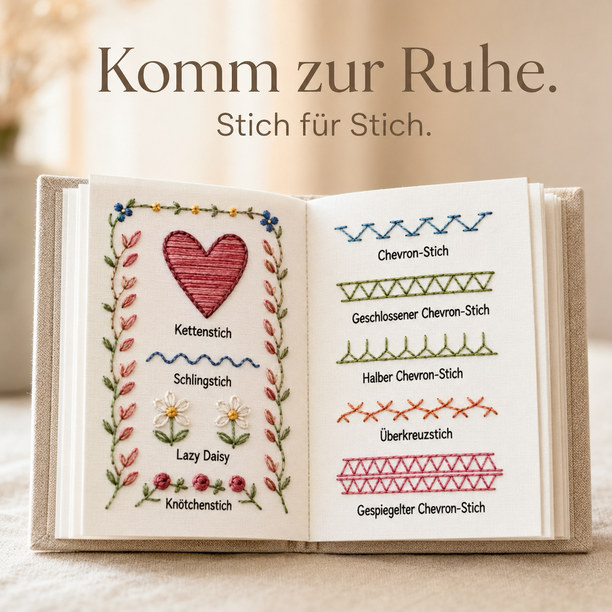 CalmStitch Kreativbuch – Stickbuch für entspannte Familienmomente
