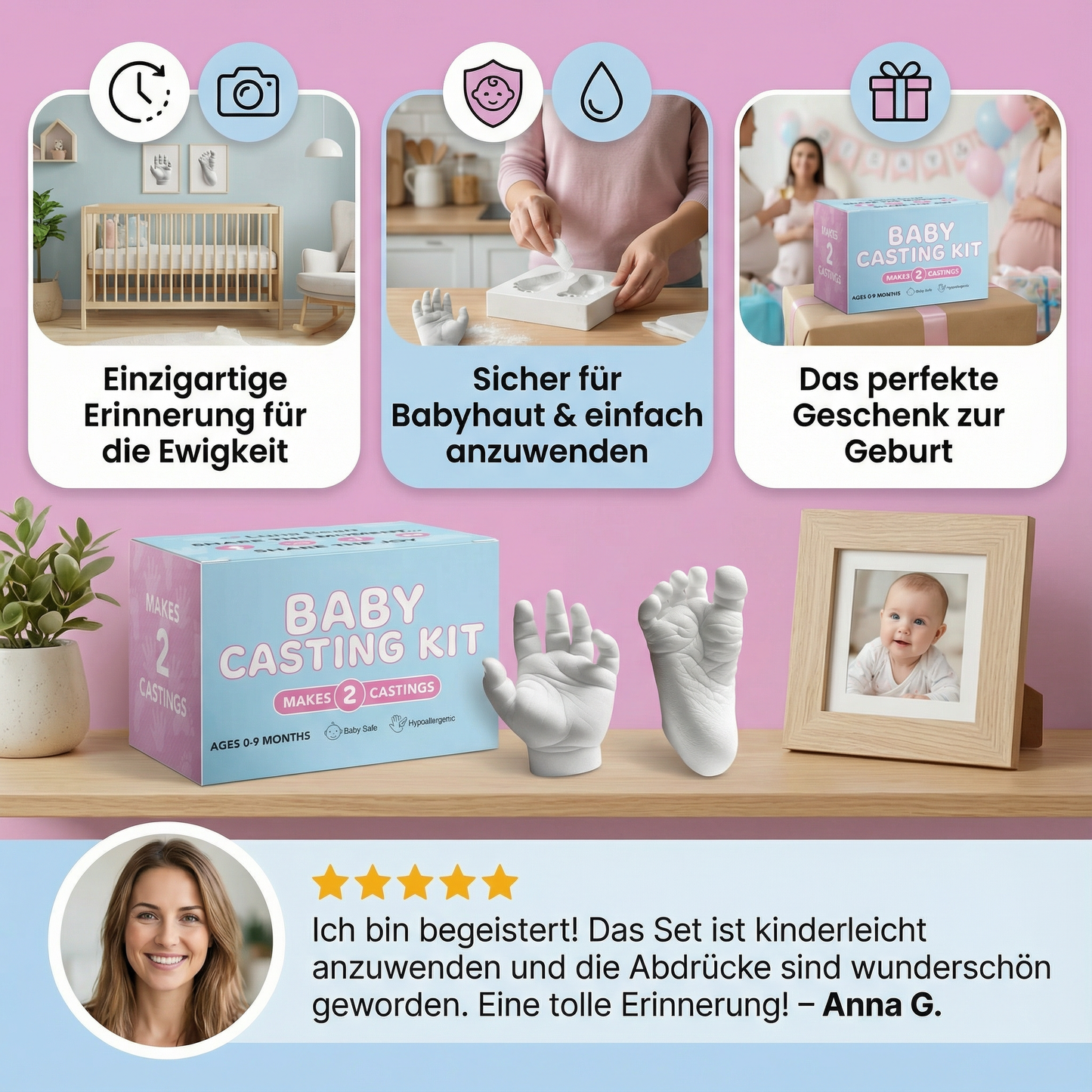 TinyMoments – Baby Hand- & Fußabdruck Erinnerungsset