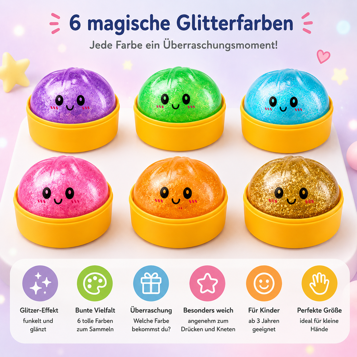 Glitter Dumpling Squishy – Funkelndes Anti-Stress Spielzeug