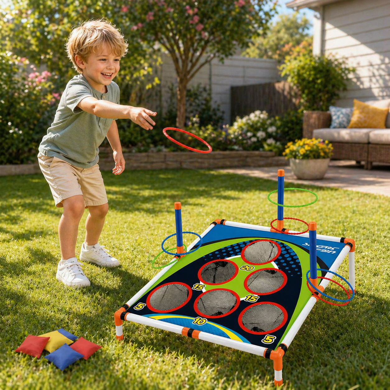 FunToss 2in1 – Cornhole & Ringe Wurfspiel Set