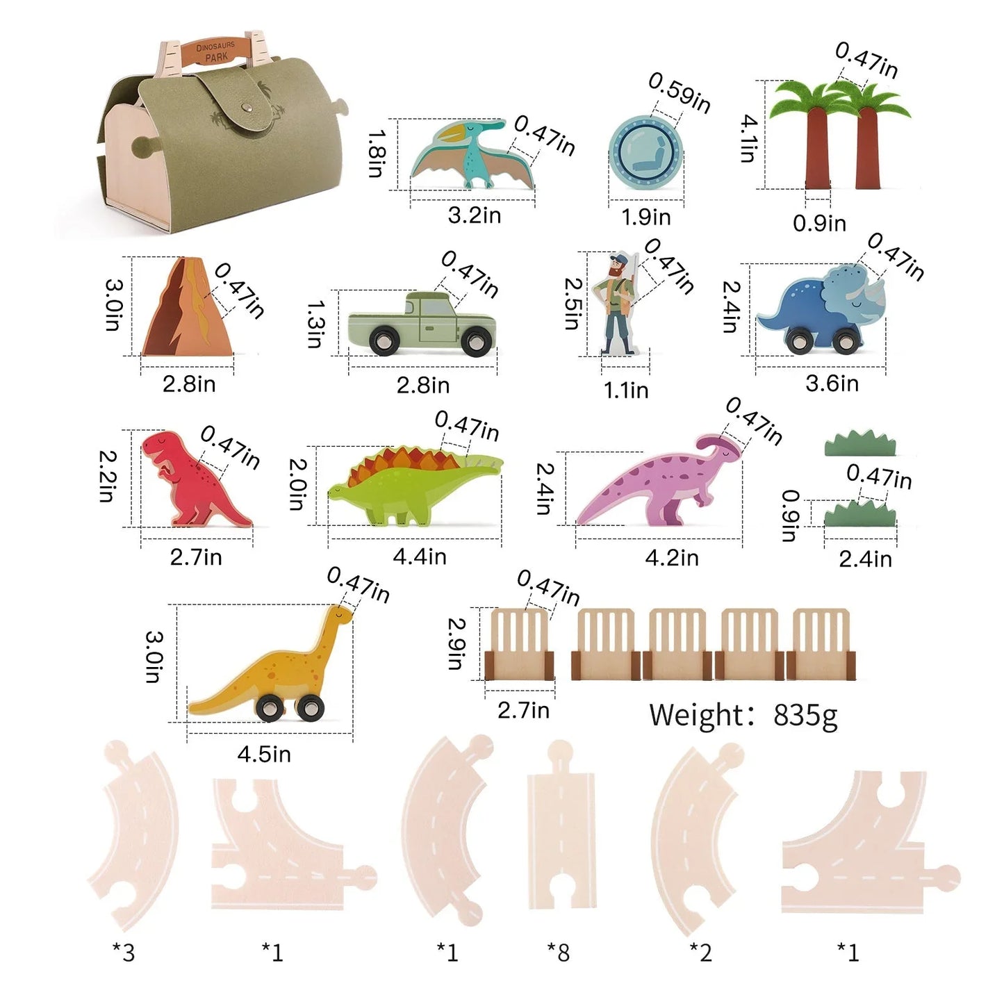 DinoWorld Abenteuerpark – Prähistorisches Holz-Spielset