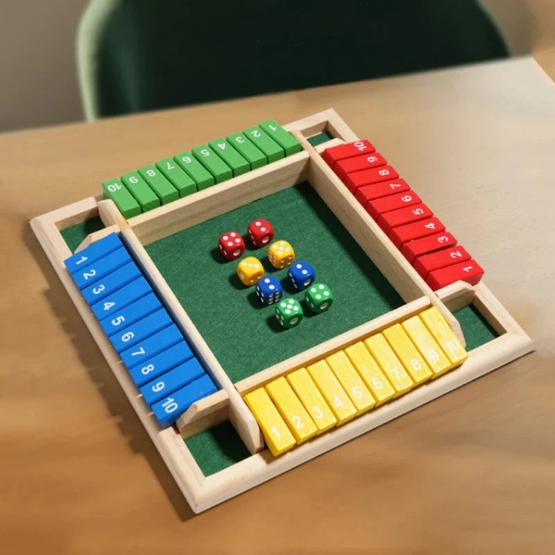 Klapp & Zahlenspaß – Shut The Box Familienspiel für 4 Spieler
