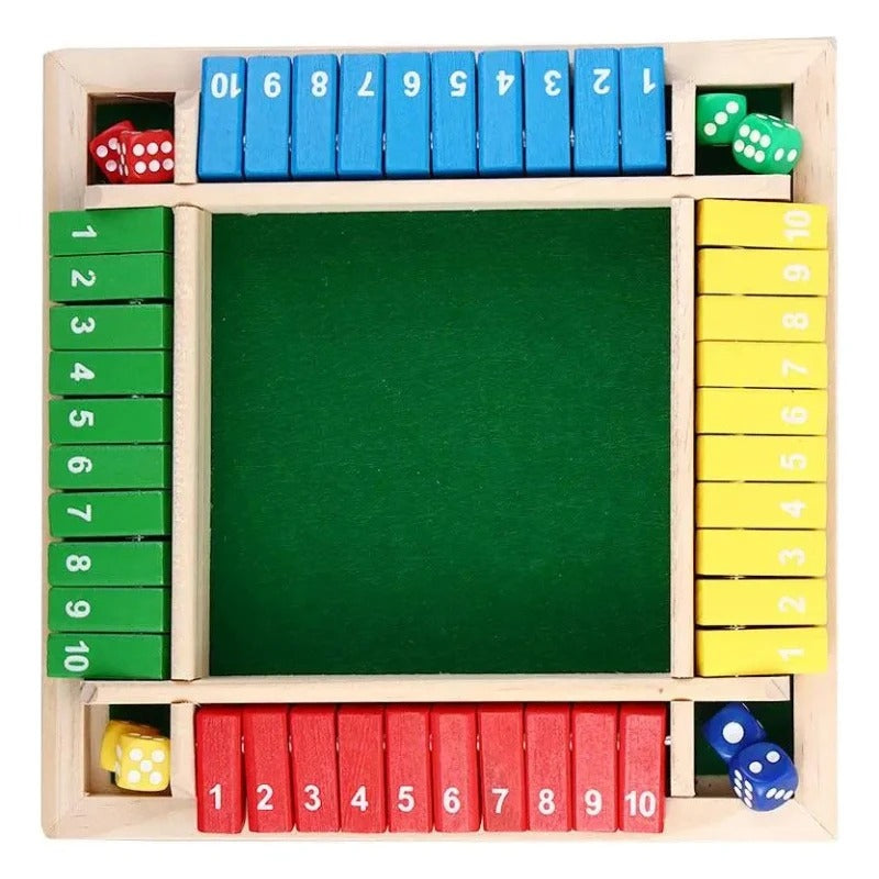 Klapp & Zahlenspaß – Shut The Box Familienspiel für 4 Spieler