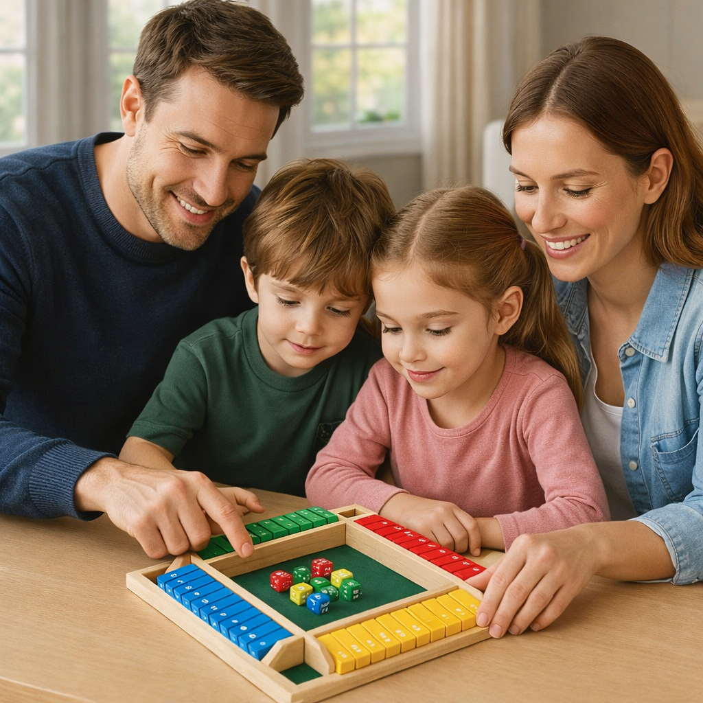 Klapp & Zahlenspaß – Shut The Box Familienspiel für 4 Spieler