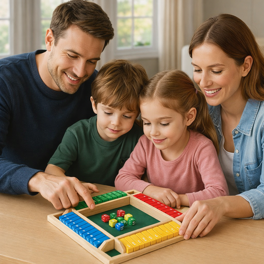 Klapp & Zahlenspaß – Shut The Box Familienspiel für 4 Spieler