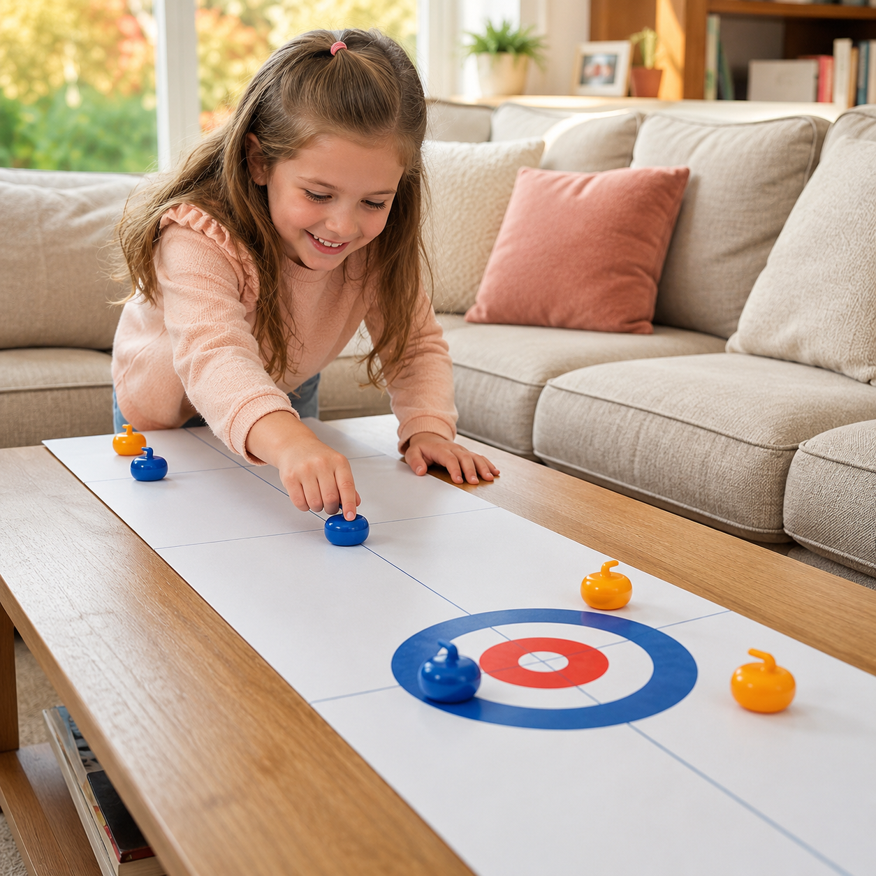 SlideCurl Family – Tisch Curling Spiel für Kinder & Familien